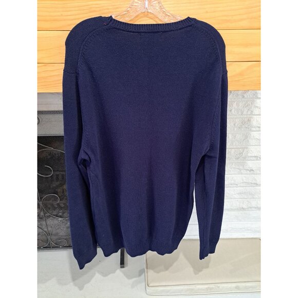 Navy Intarsia Labrador Retriever Yellow Dog Sweater Men's XL Cotton Club Room - Picture 7 of 11